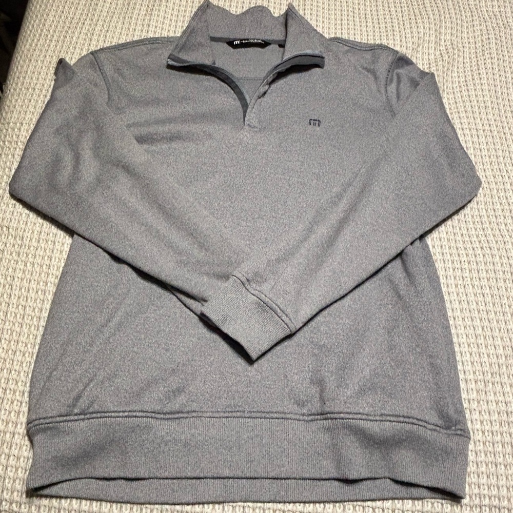 Travis Matthew Men's Light Gray Zip-Up Sweater